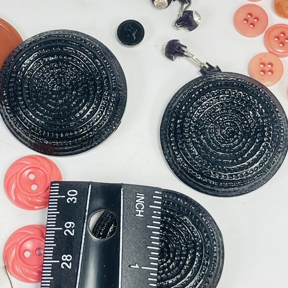 Button Pink Black Mother Pearl Plastic Metal Shell Random Lot Vintage For Crafts - Picture 8 of 15